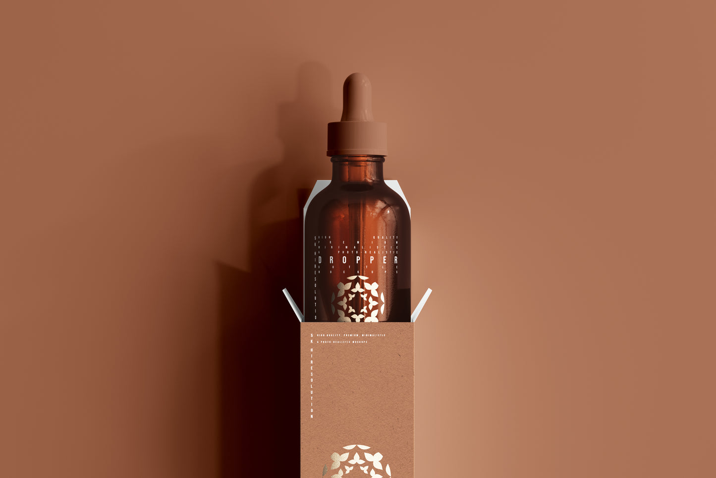 Amber Glass Dropper Bottle Mockup