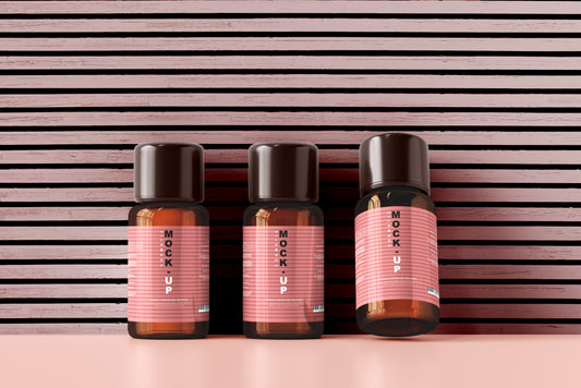 Amber Glass Cosmetic Bottle Mockups