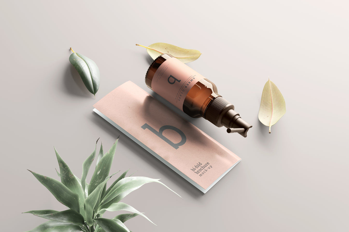 Amber Glass Throat Spray Bottle Mockups