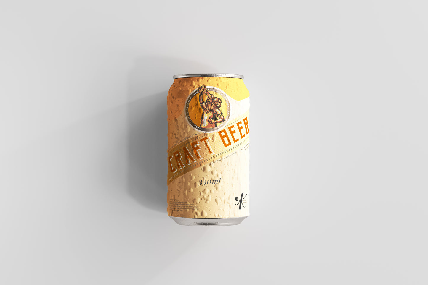 Standard Size Beer Can Mockup with Condensation Effect