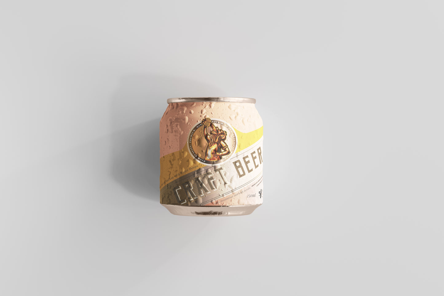Stubby Beer Can Mockup with Condensation Effect