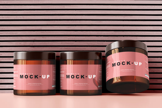 Amber Glass Cosmetic Jar Mockups