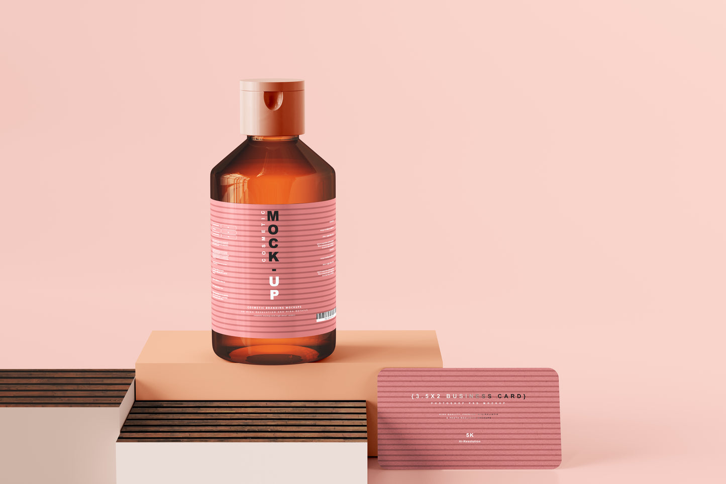 Amber Glass Cosmetic Bottle Mockups