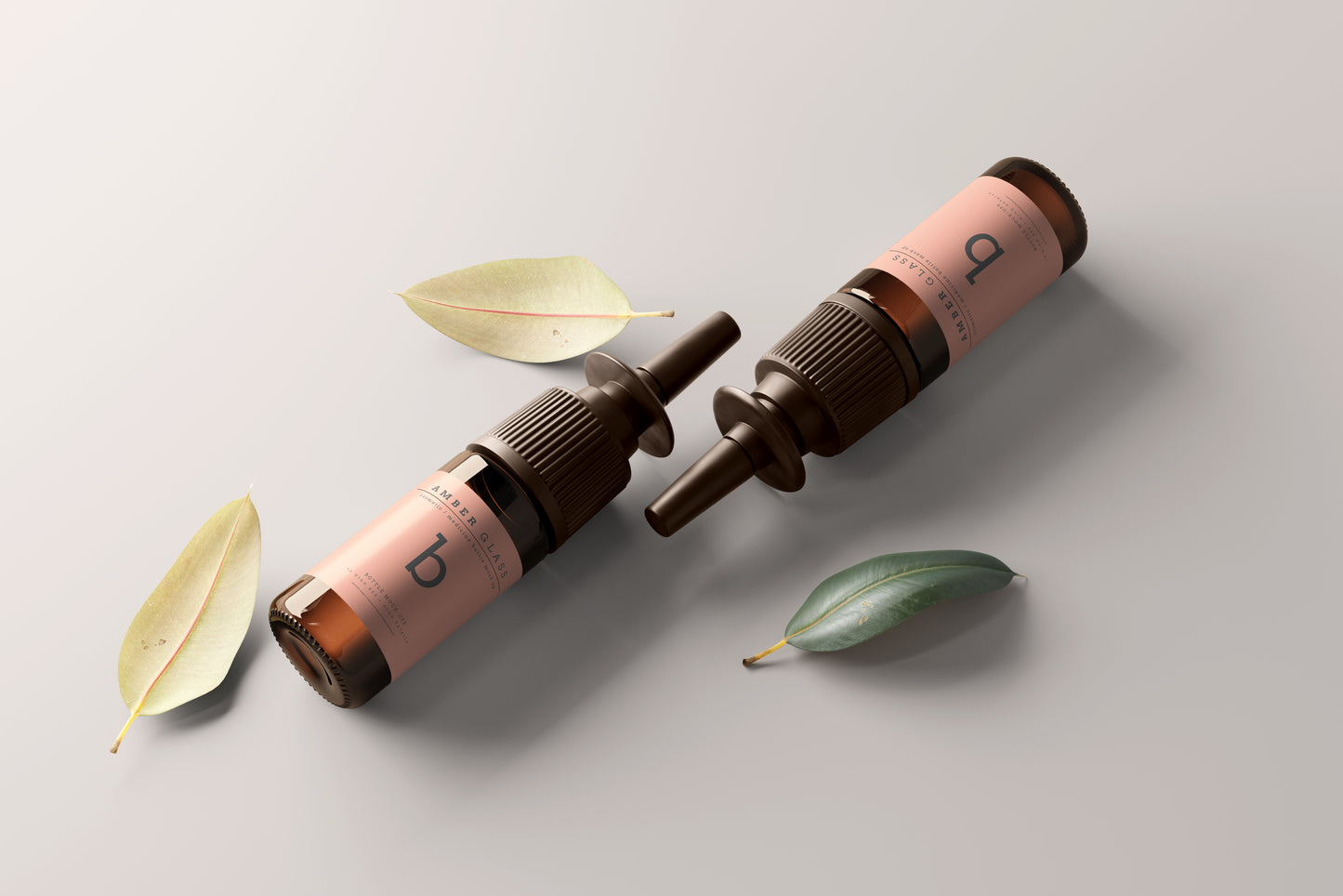 Amber Glass Nasal Spray Bottle Mockups