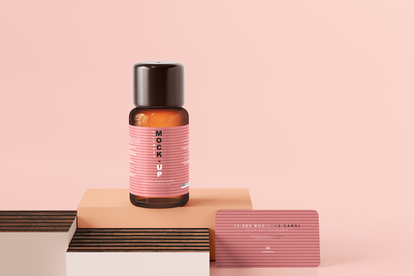 Amber Glass Cosmetic Bottle Mockups