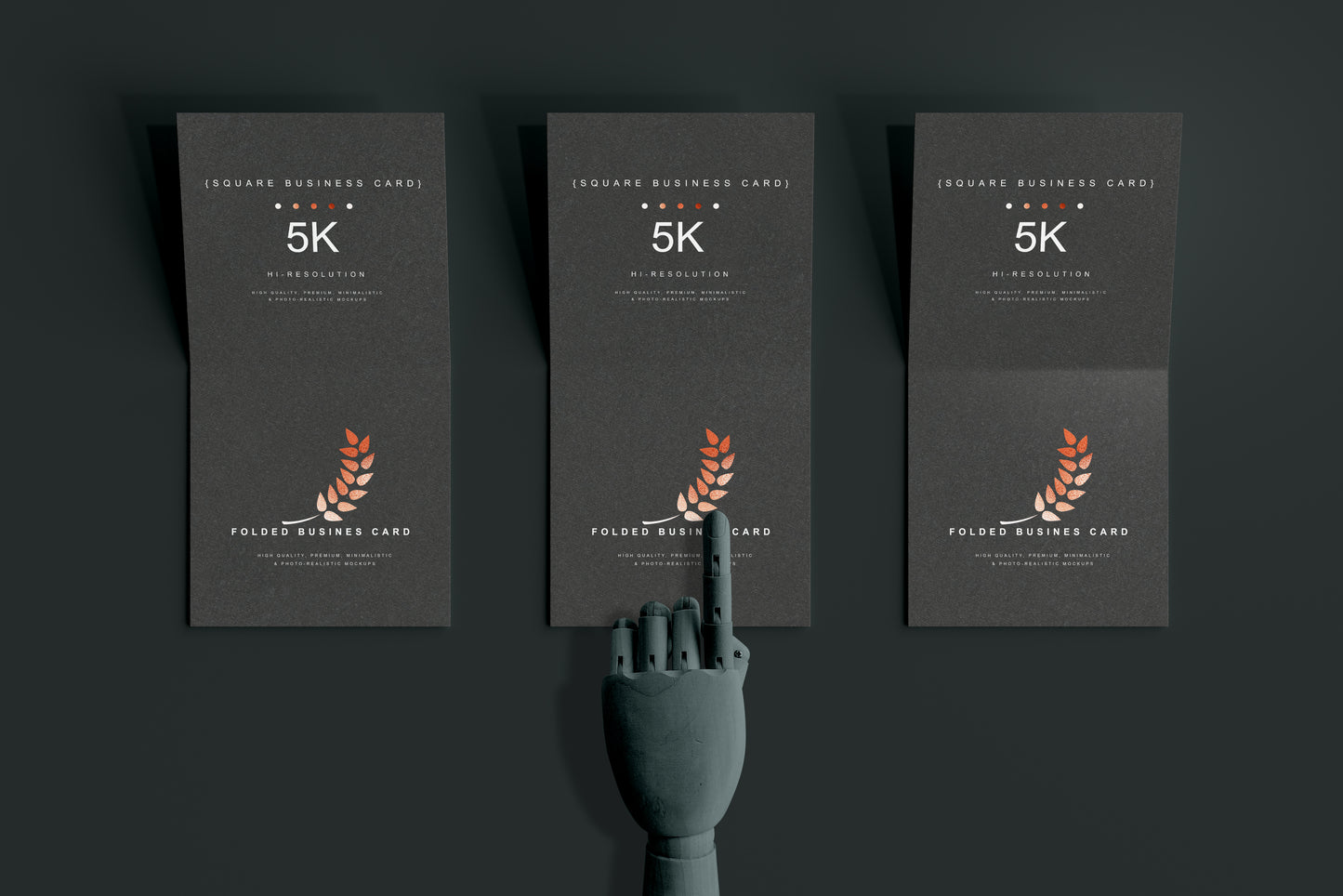 Square Folded Business Card Mockups