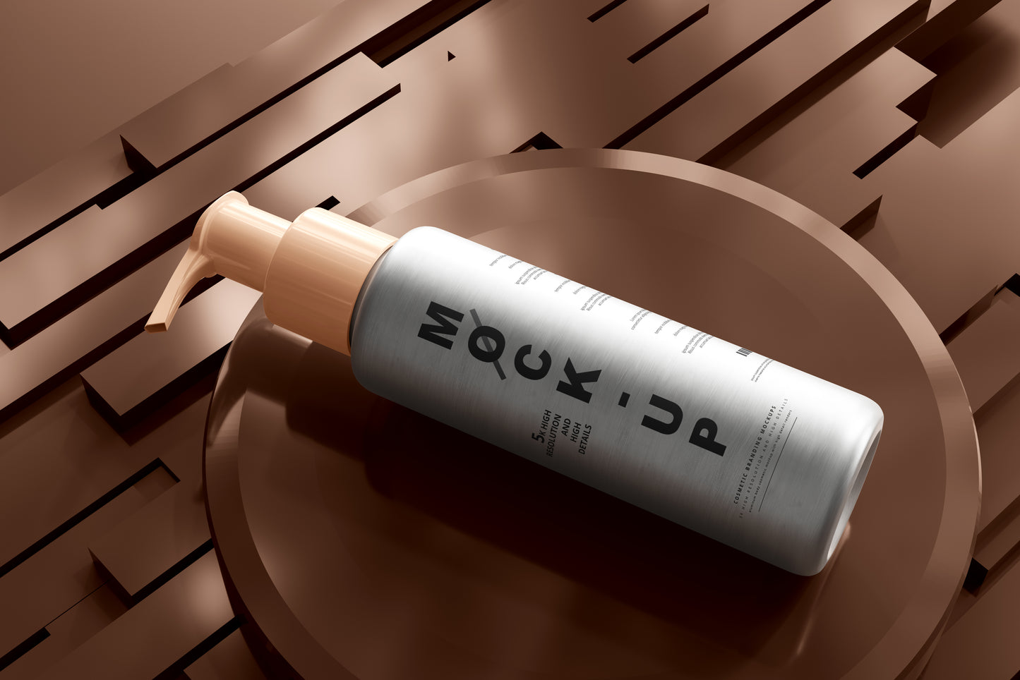 Aluminum Body Cosmetic Pump Bottle Mockup