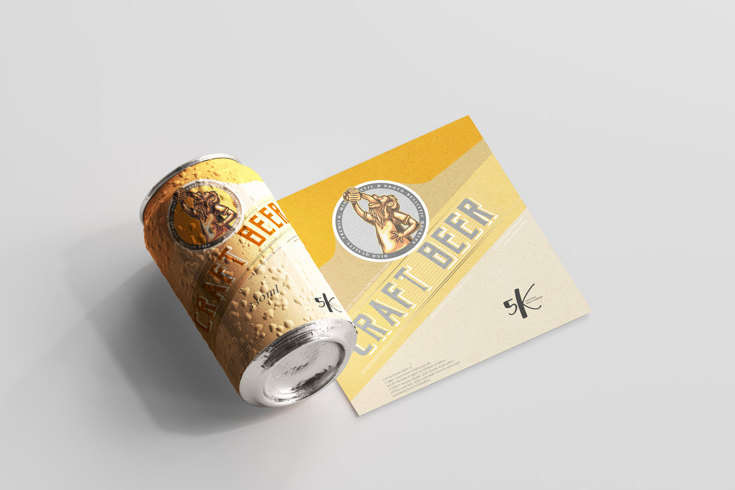 Standard Size Beer Can Mockup with Condensation Effect