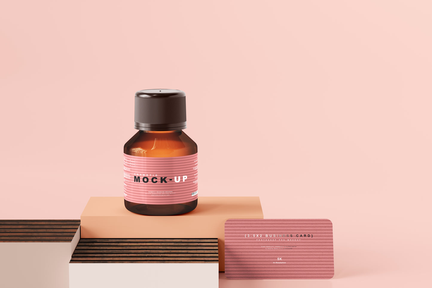 Amber Glass Cosmetic Bottle Mockups