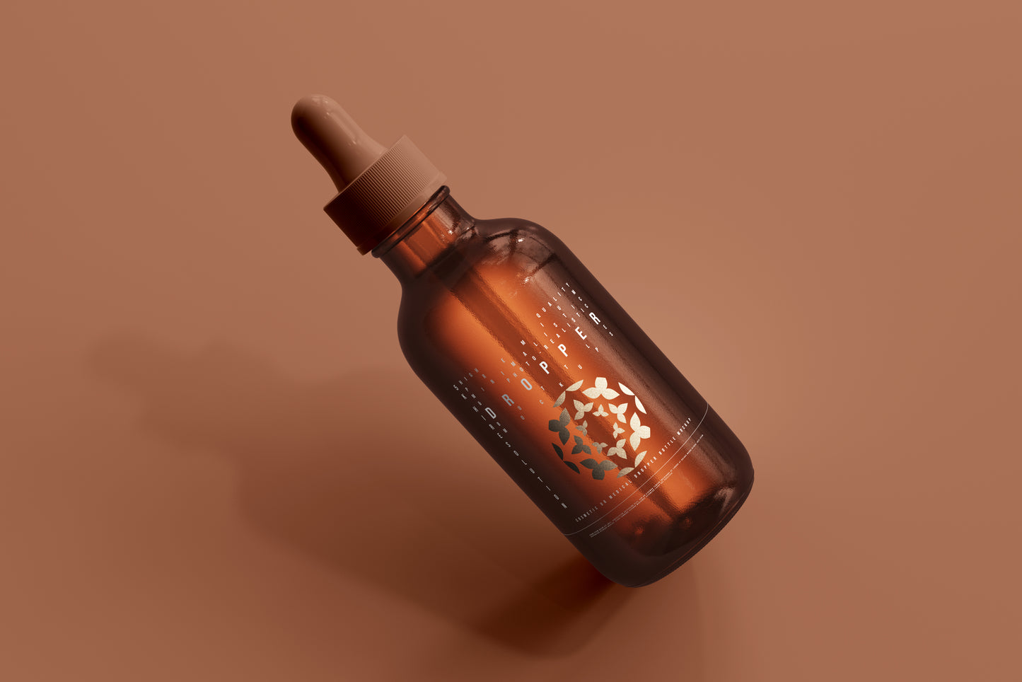 Amber Glass Dropper Bottle Mockup