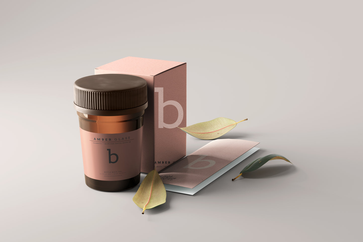 Amber Glass Pills Bottle Mockups
