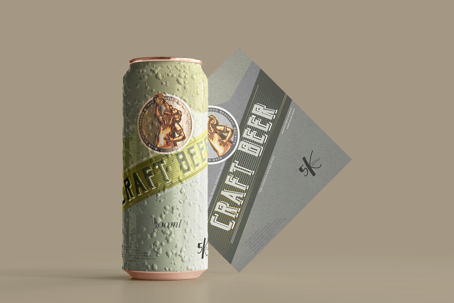 Large Sleek Beer Can Mockup with Condensation Effect