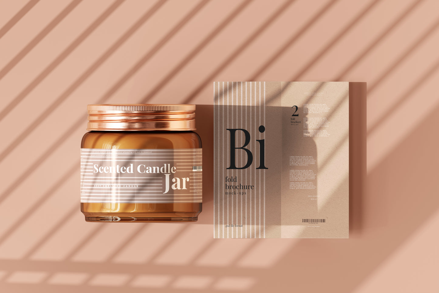 Amber Glass Candle Jar Mockups