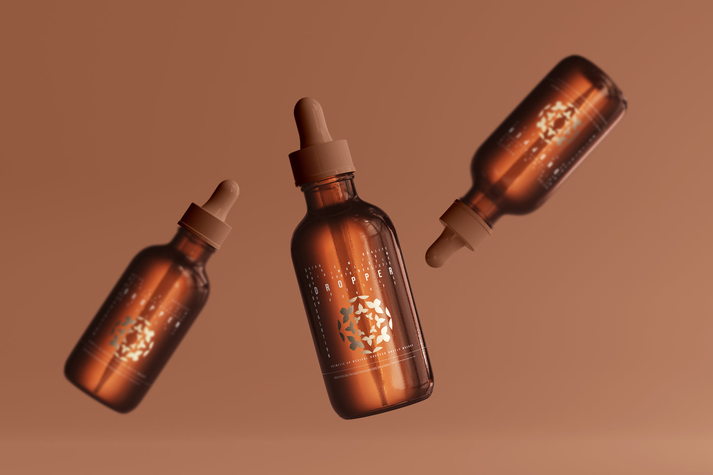 Amber Glass Dropper Bottle Mockup