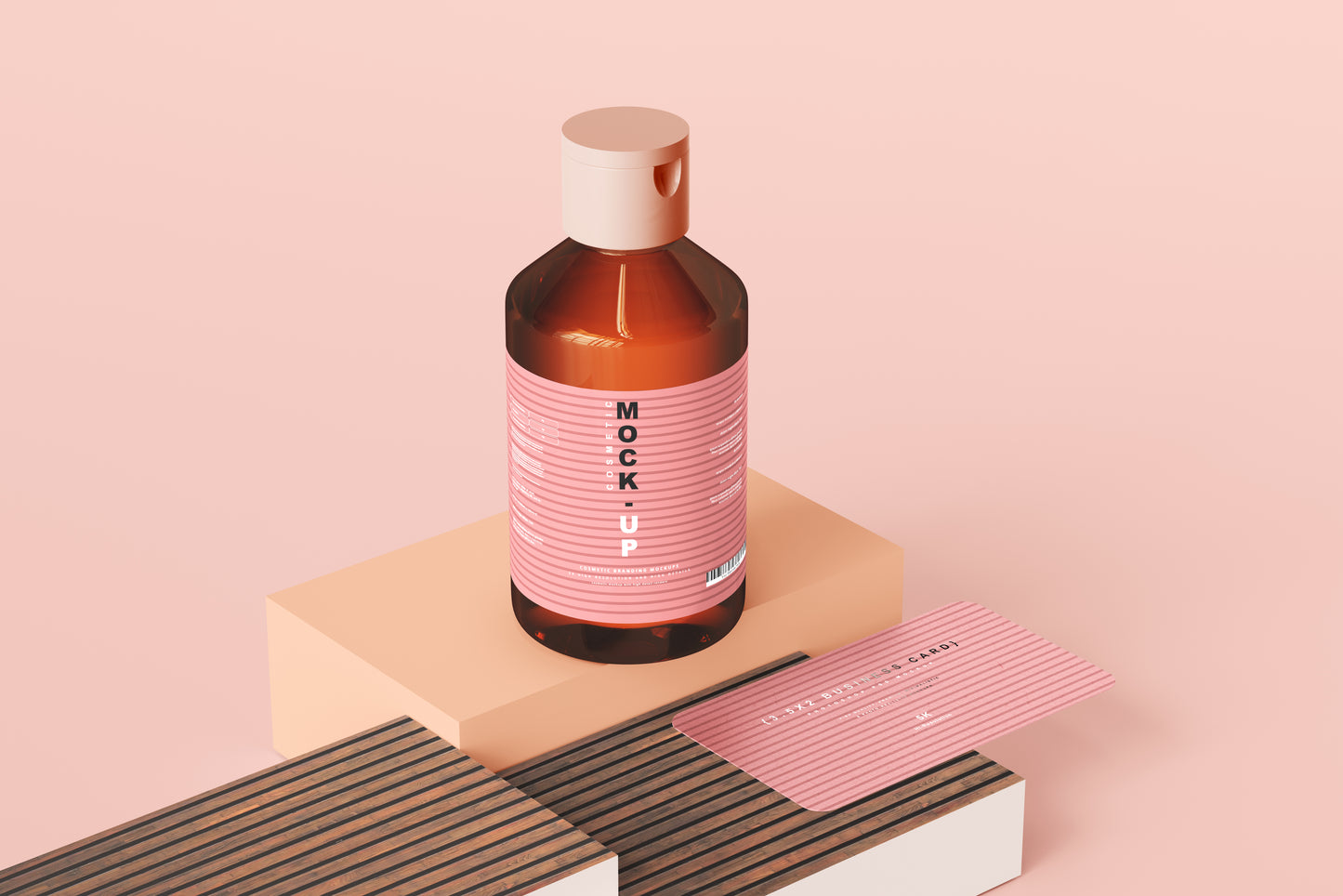 Amber Glass Cosmetic Bottle Mockups