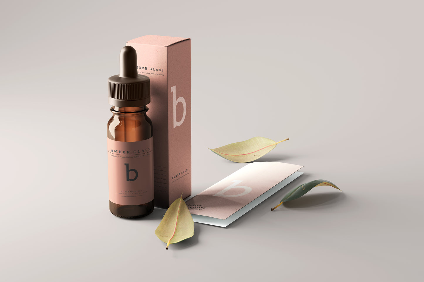 Amber Glass Dropper Bottle Mockups