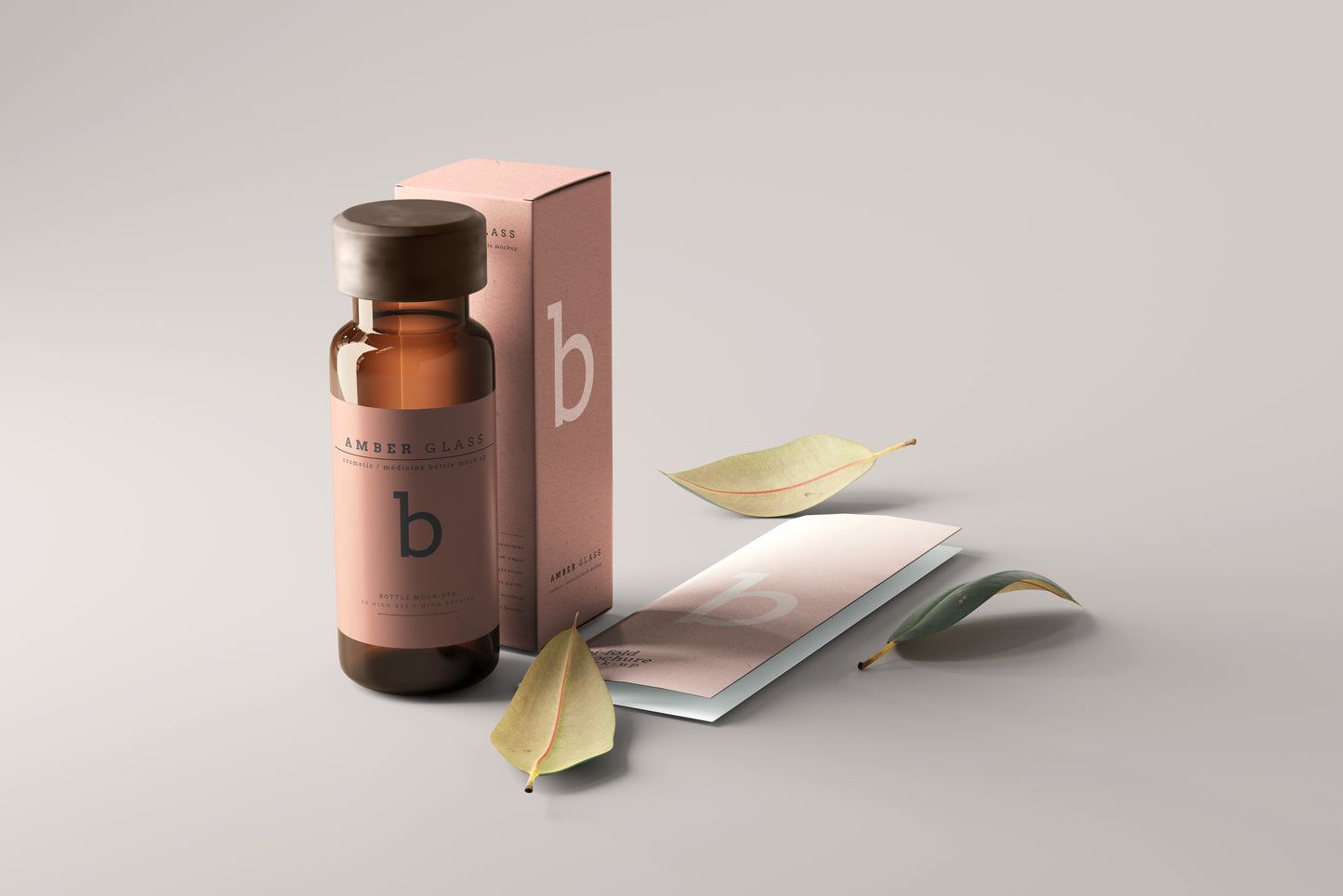 Amber Glass Vial Bottle Mockups