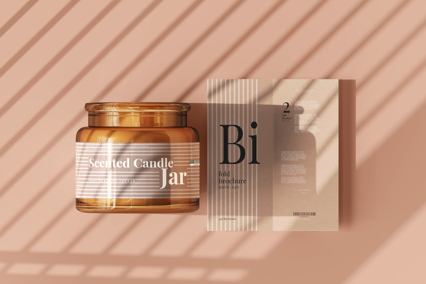 Amber Glass Candle Jar Mockups