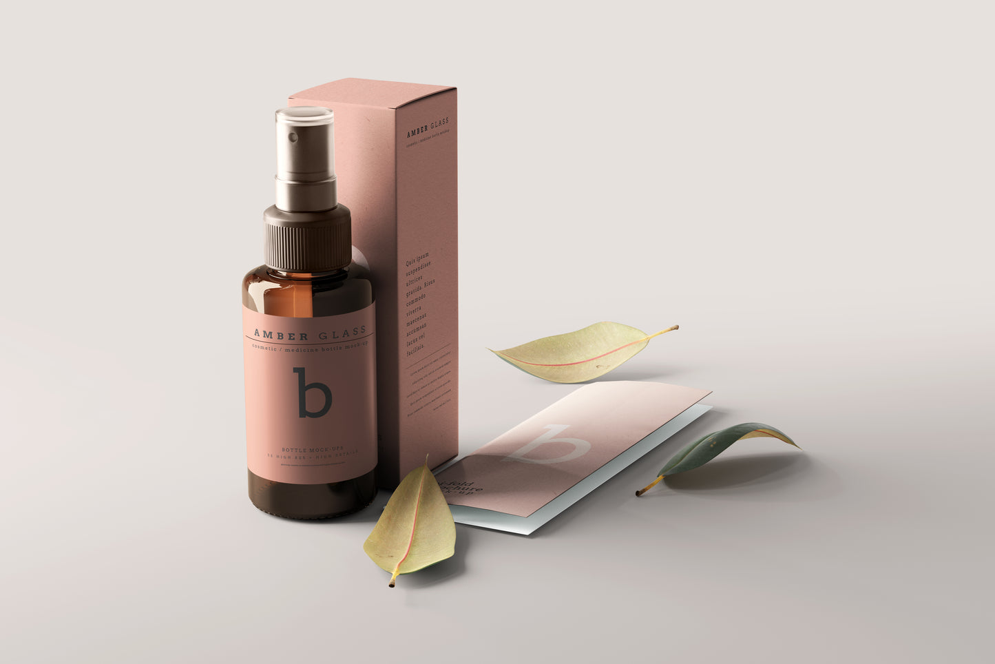 Amber Glass Spray Bottles Mockups