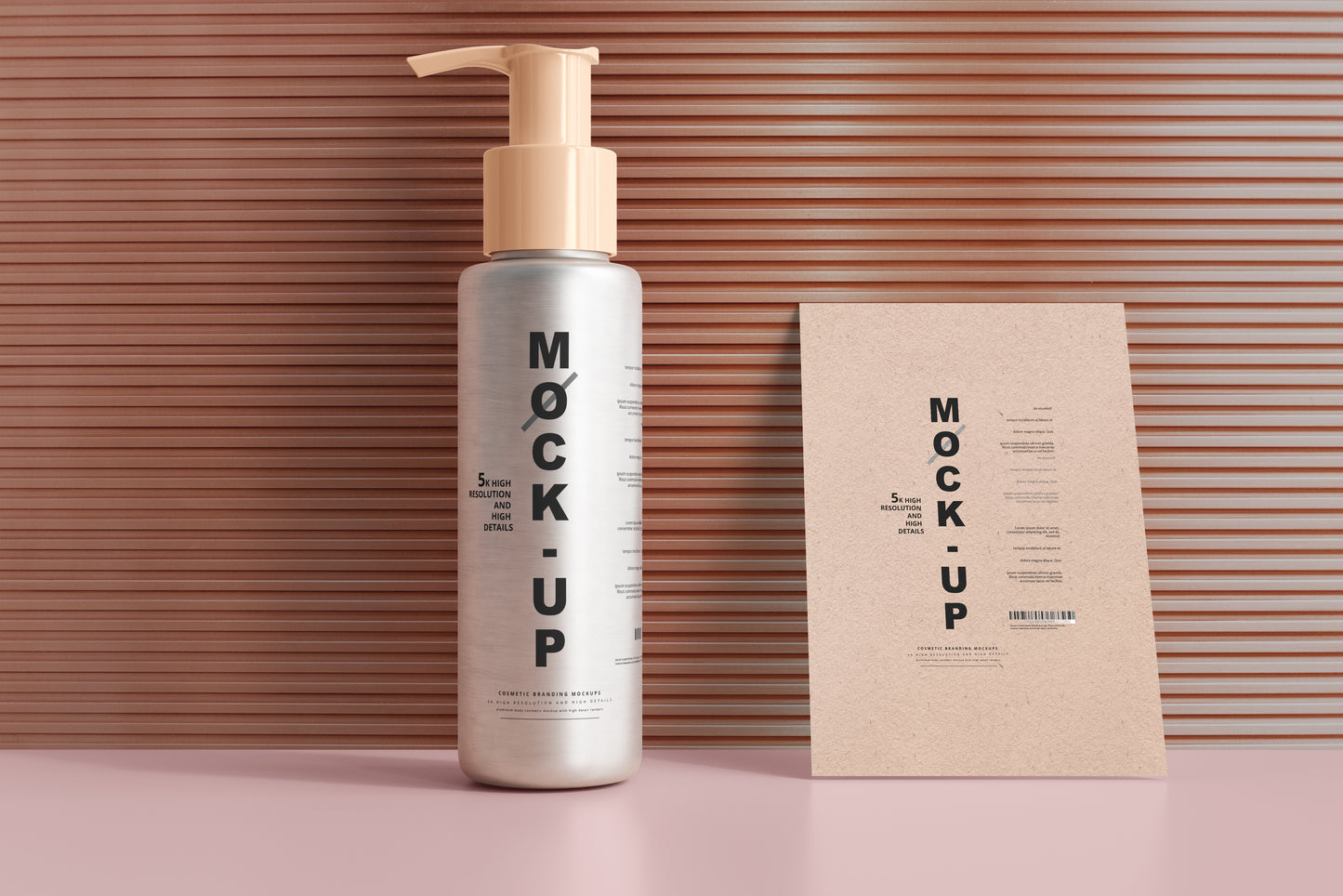Aluminum Body Cosmetic Pump Bottle Mockup