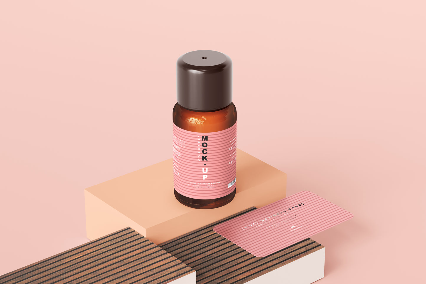Amber Glass Cosmetic Bottle Mockups