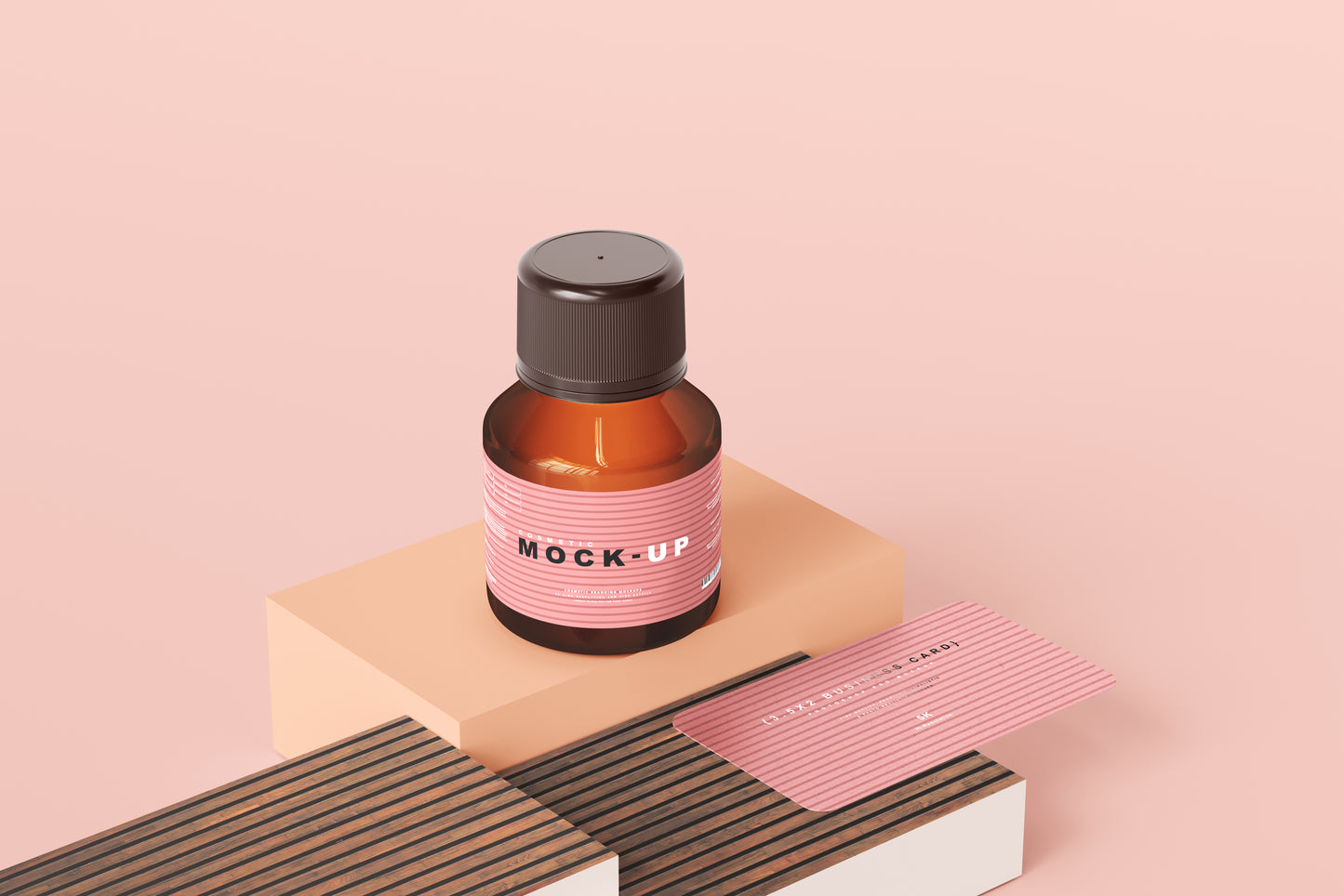 Amber Glass Cosmetic Bottle Mockups