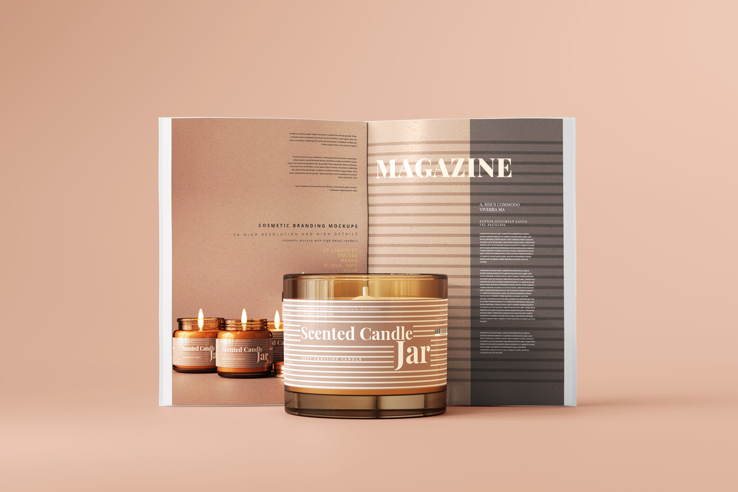 Amber Glass Candle Jar Mockups