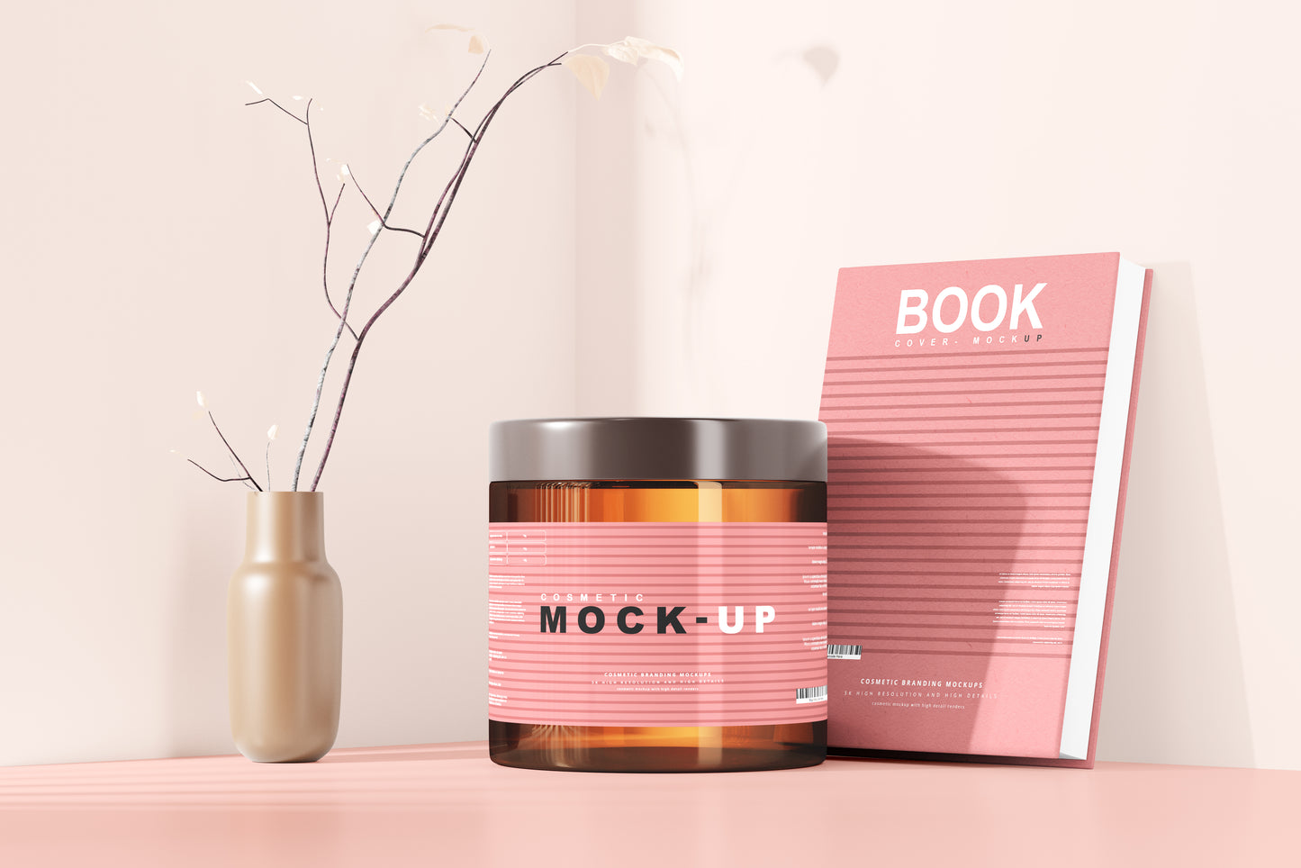 Amber Glass Cosmetic Jar Mockups