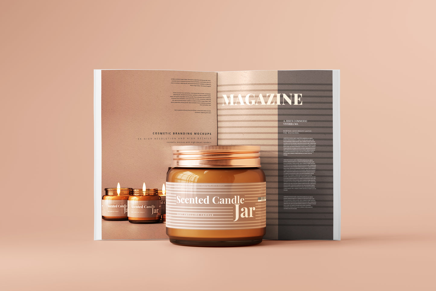 Amber Glass Candle Jar Mockups