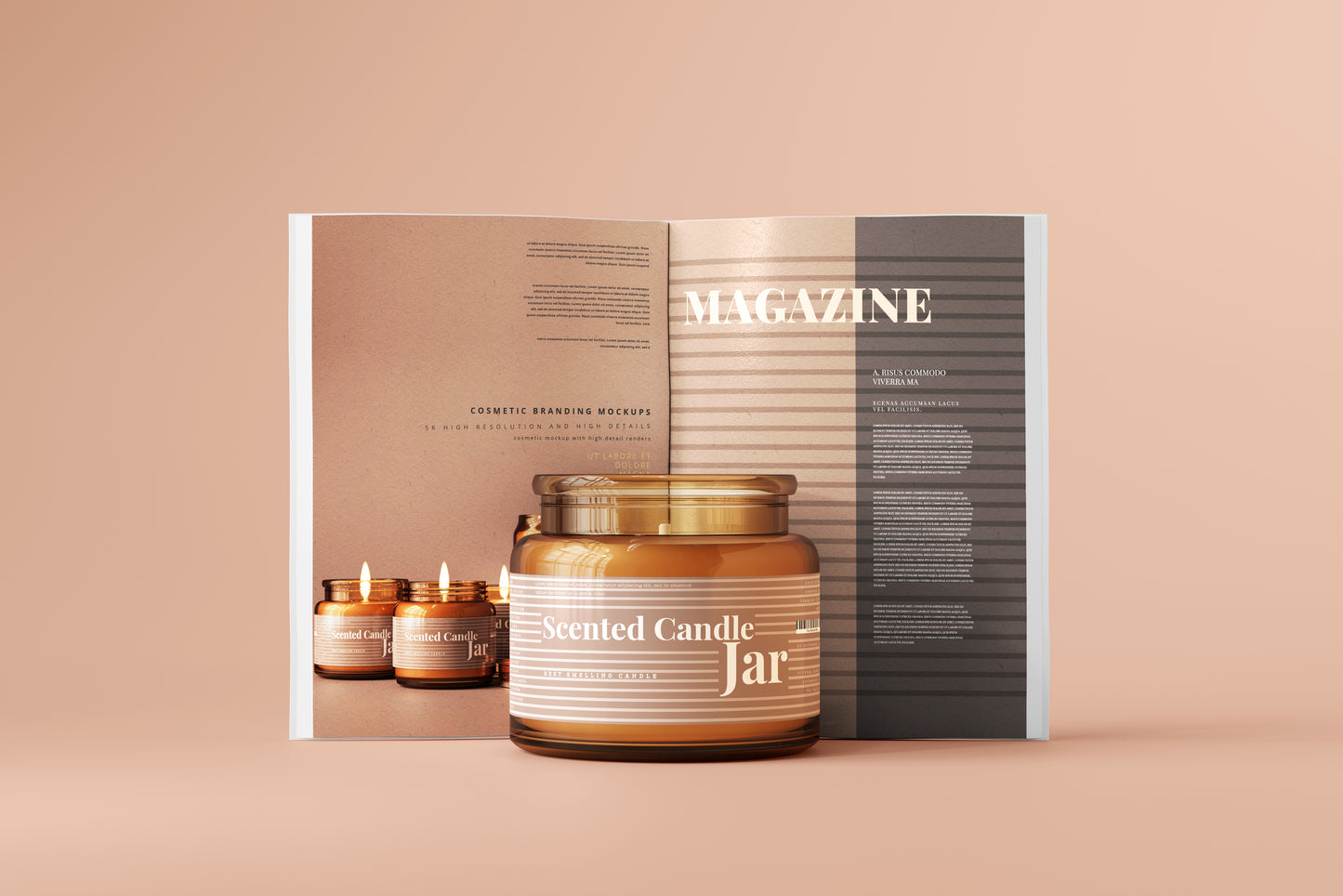 Amber Glass Candle Jar Mockups