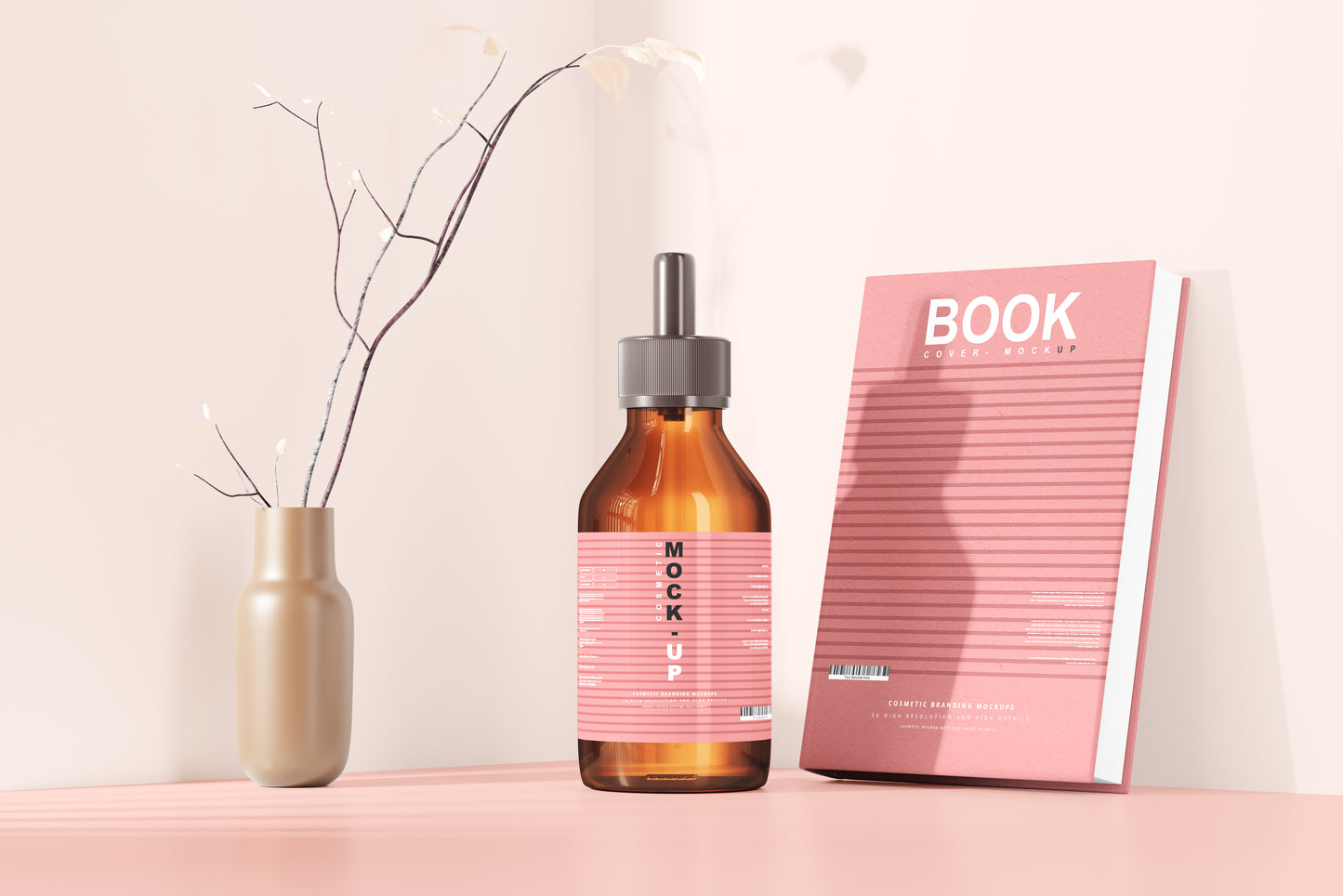 Amber Glass Dropper Bottle Mockups