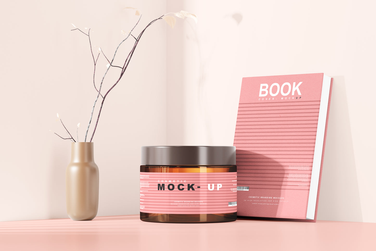 Amber Glass Cosmetic Jar Mockups