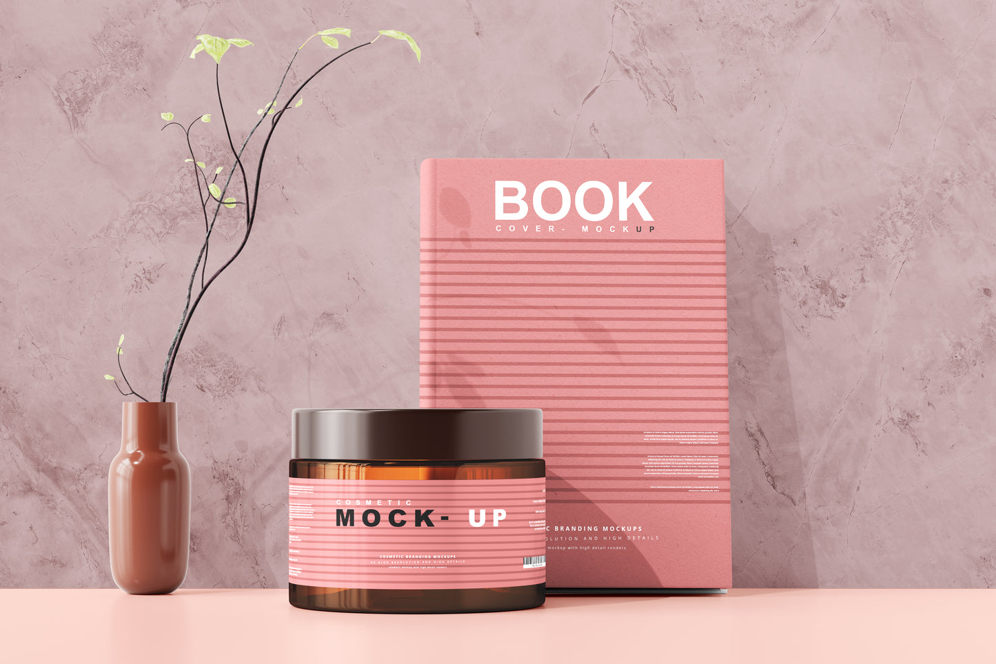 Amber Glass Cosmetic Jar Mockups