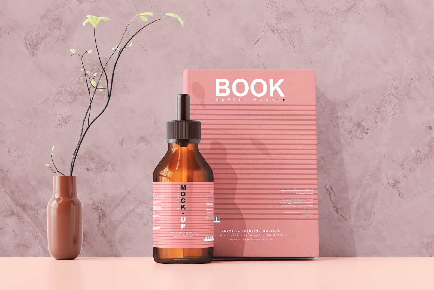 Amber Glass Dropper Bottle Mockups