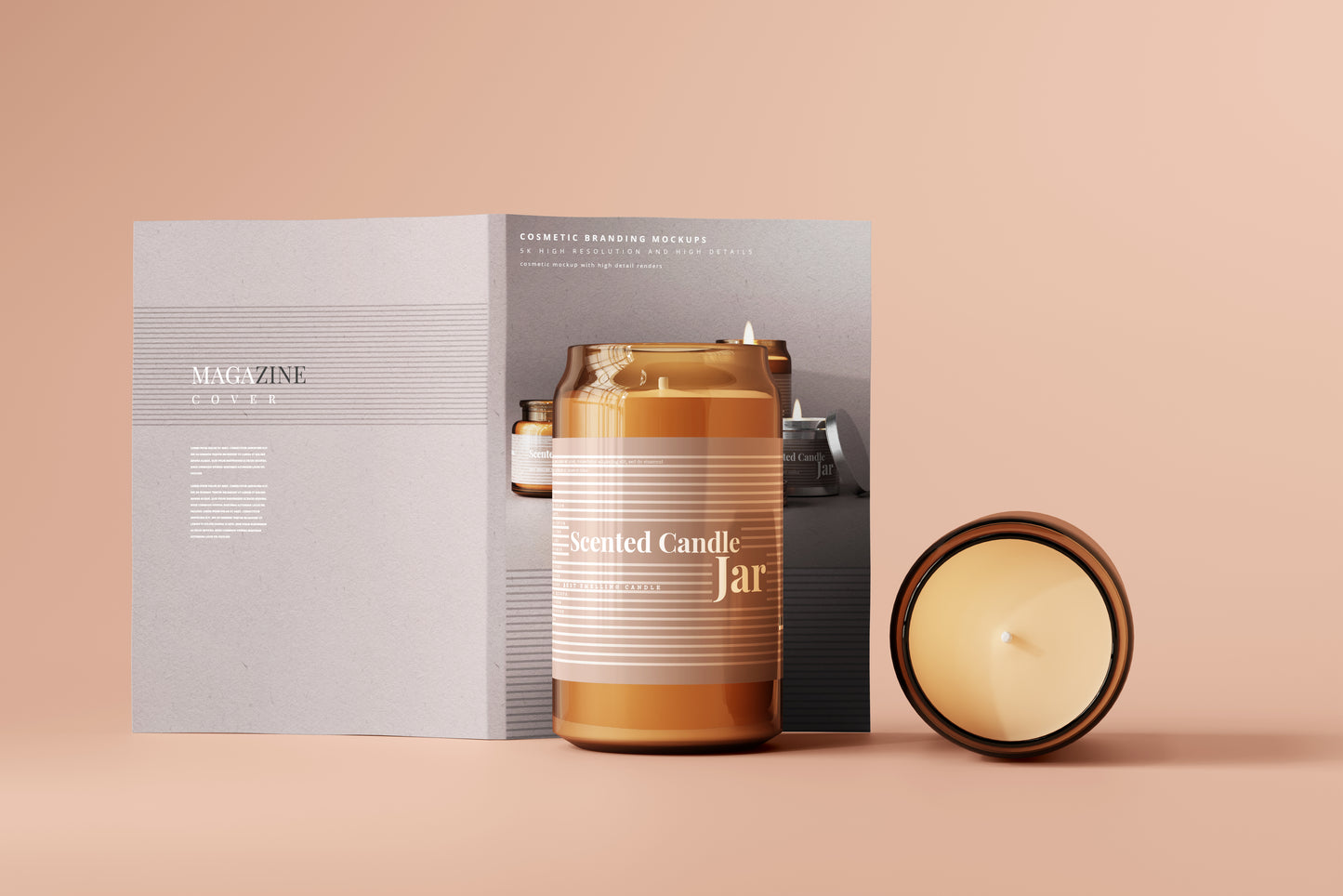 Amber Glass Candle Jar Mockups