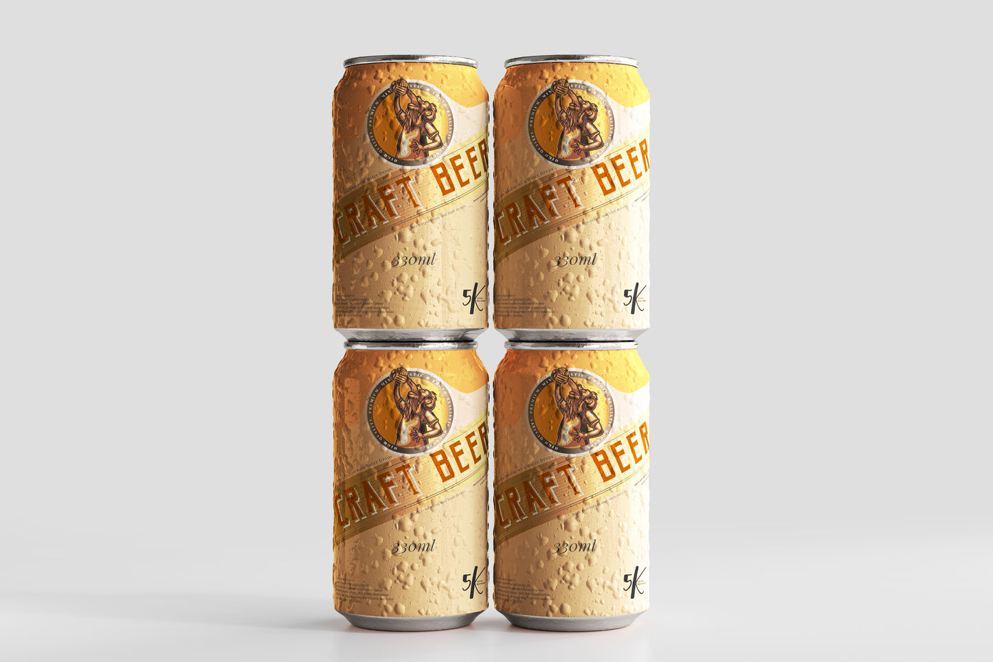Standard Size Beer Can Mockup with Condensation Effect