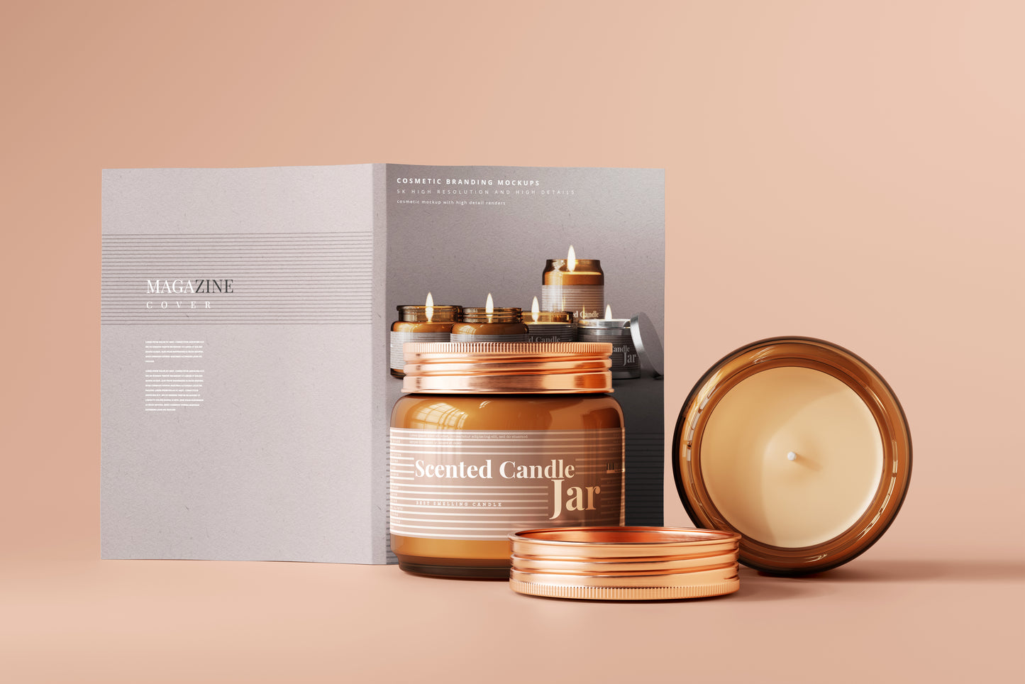Amber Glass Candle Jar Mockups