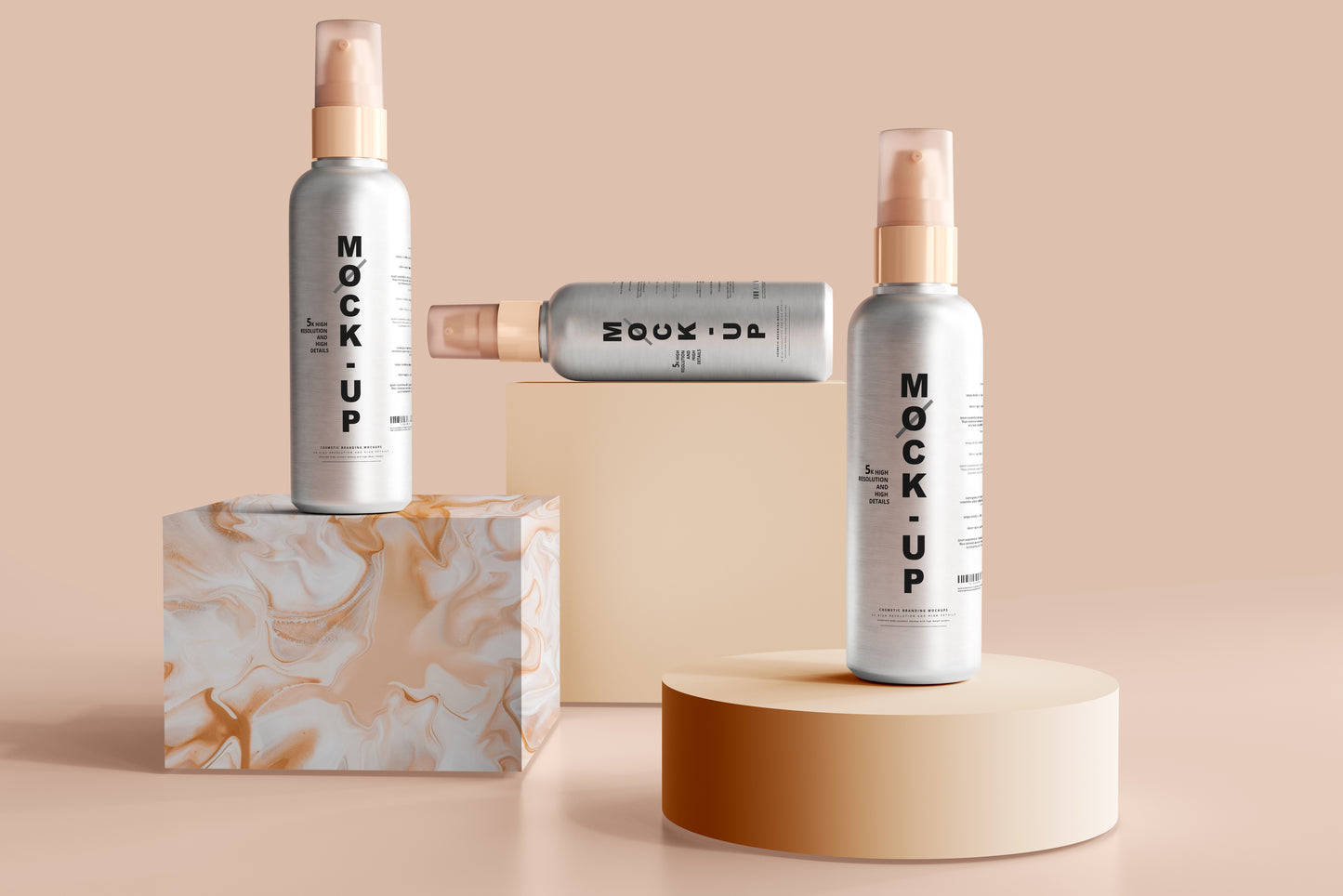 Aluminum Body Cosmetic Spray Bottle Mockup