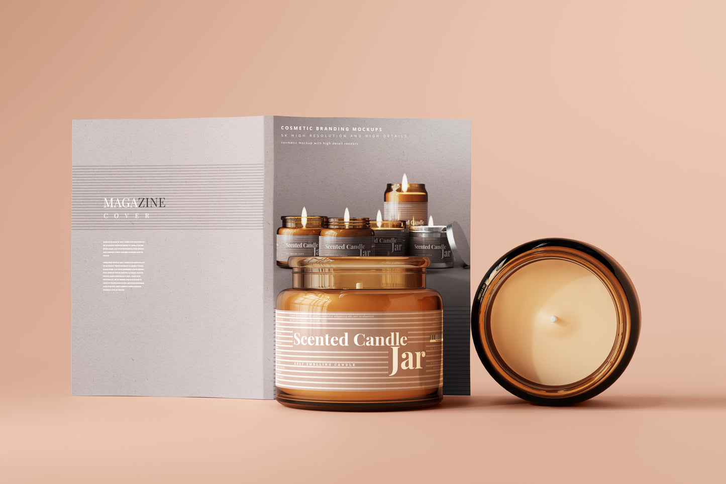 Amber Glass Candle Jar Mockups