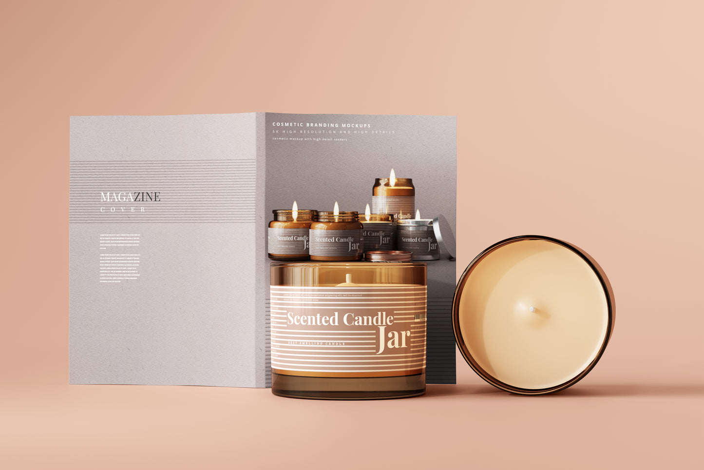 Amber Glass Candle Jar Mockups
