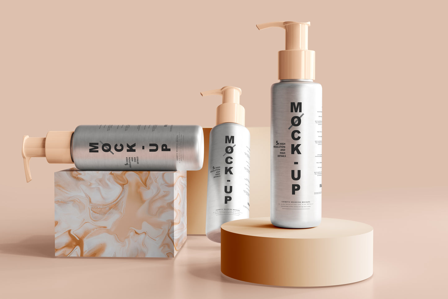 Aluminum Body Cosmetic Pump Bottle Mockup
