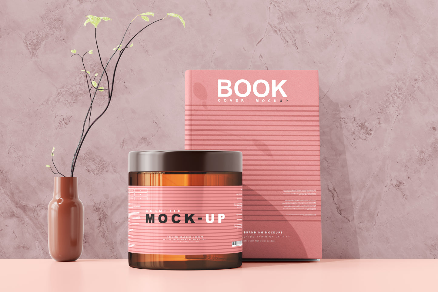 Amber Glass Cosmetic Jar Mockups