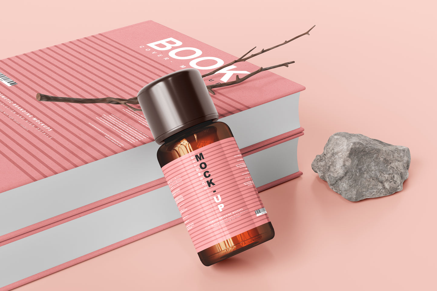 Amber Glass Cosmetic Bottle Mockups