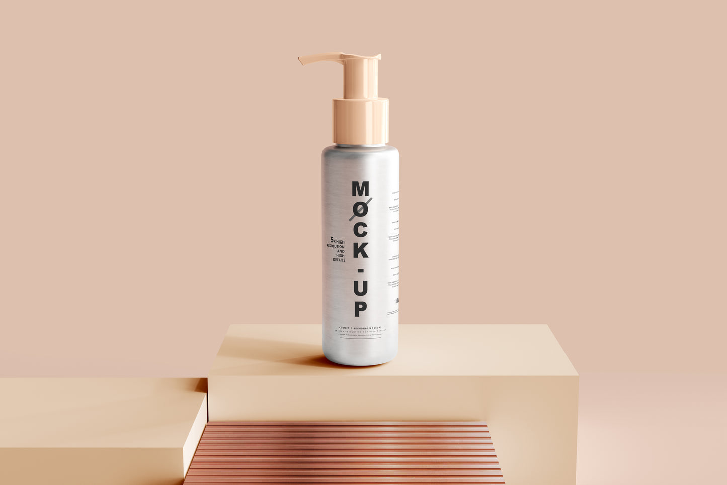 Aluminum Body Cosmetic Pump Bottle Mockup