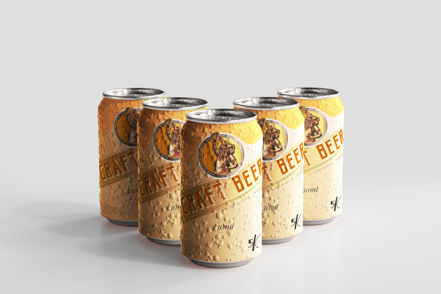 Standard Size Beer Can Mockup with Condensation Effect