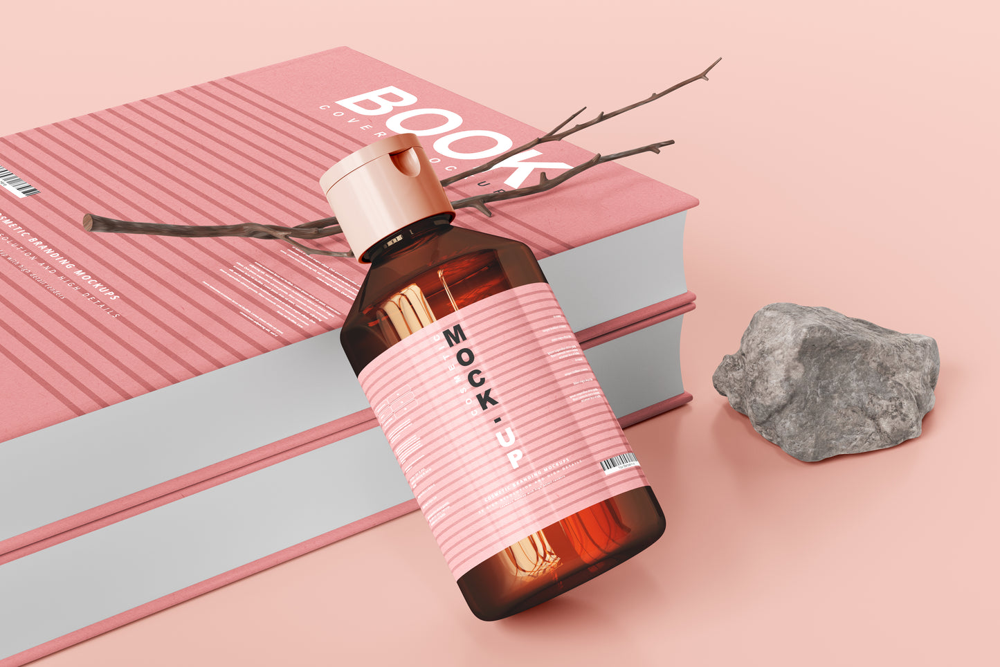 Amber Glass Cosmetic Bottle Mockups