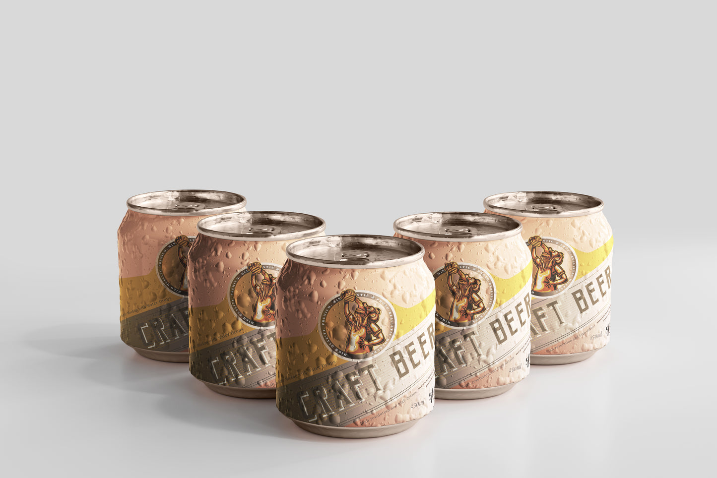 Stubby Beer Can Mockup with Condensation Effect