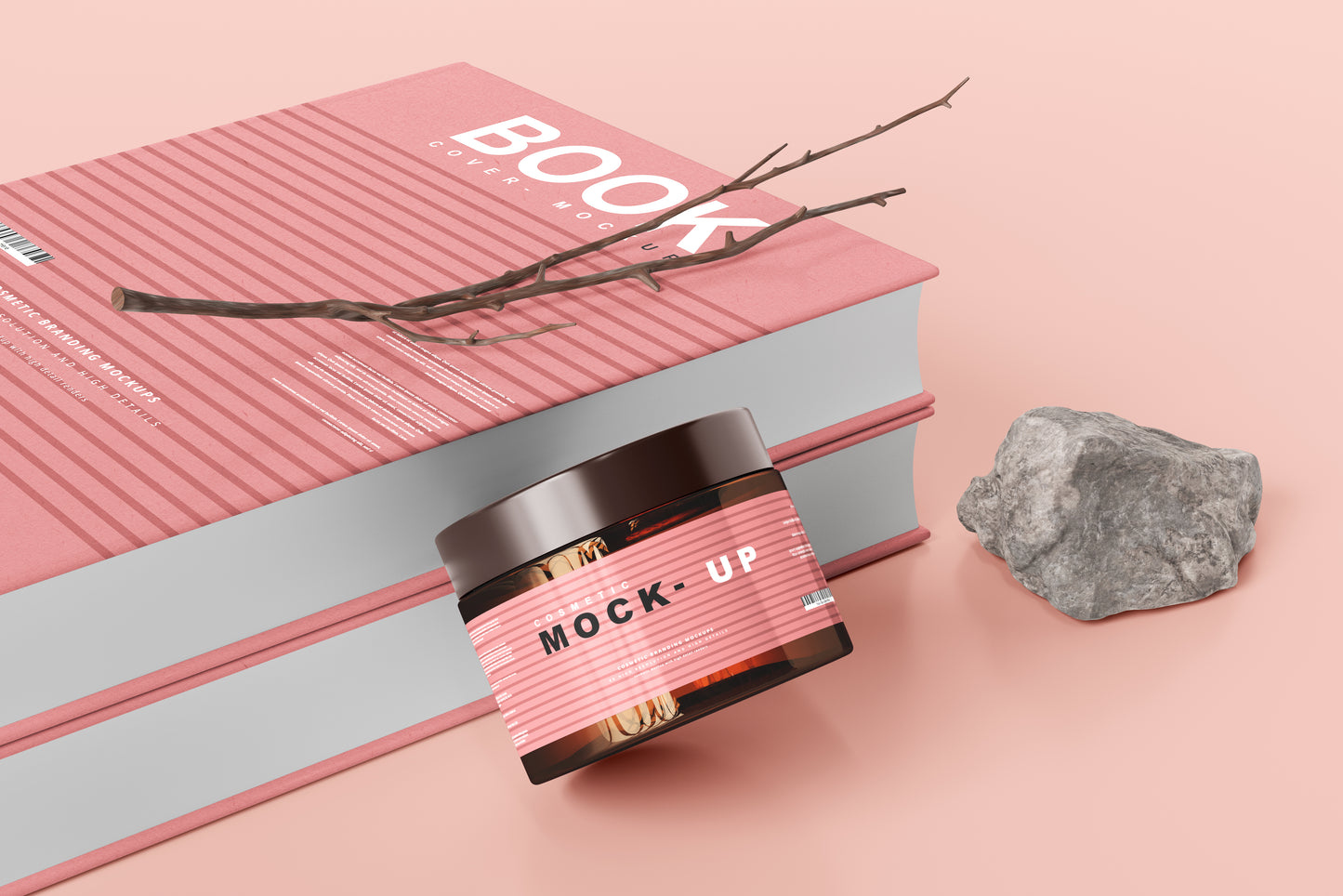 Amber Glass Cosmetic Jar Mockups