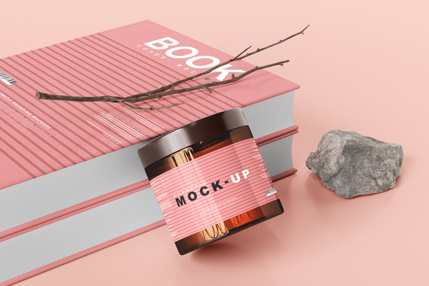 Amber Glass Cosmetic Jar Mockups