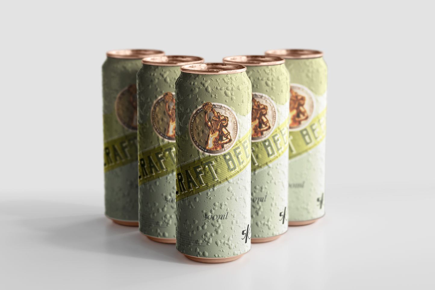 Large Sleek Beer Can Mockup with Condensation Effect